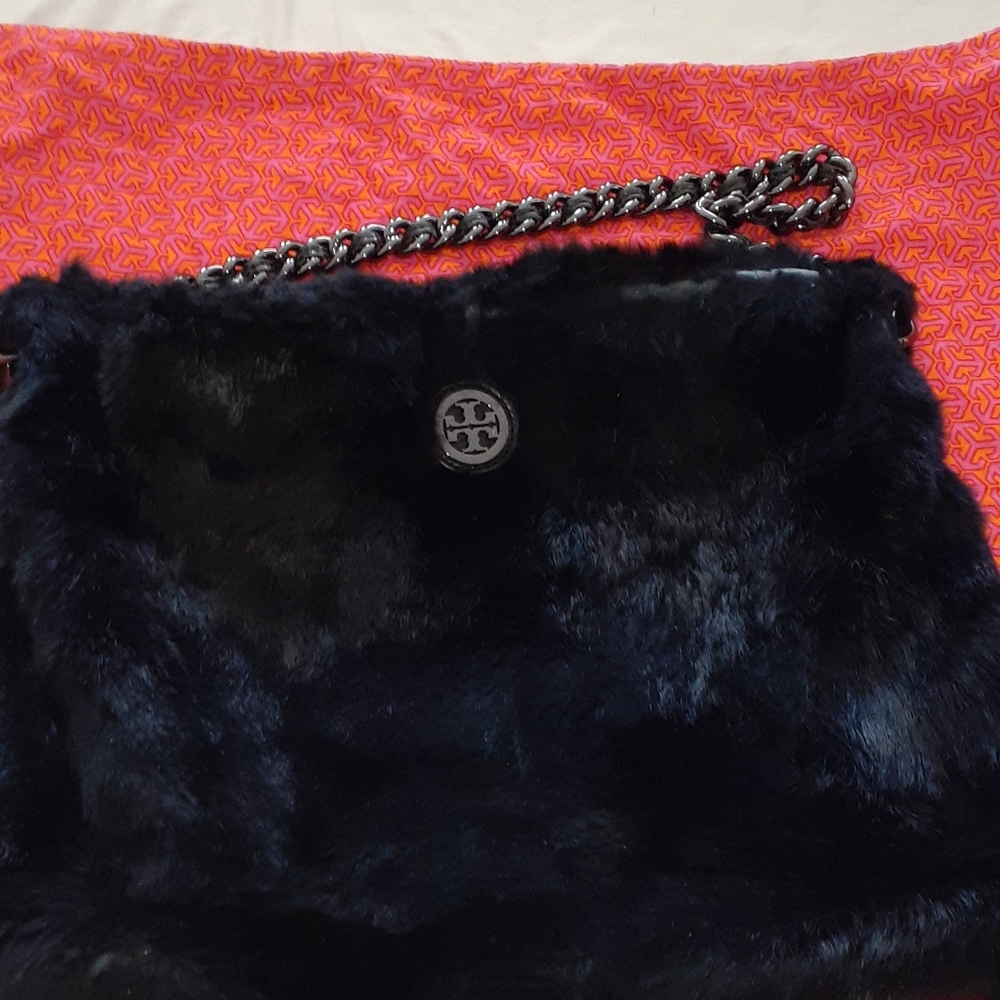 Tory Burch real fur shoulder bag